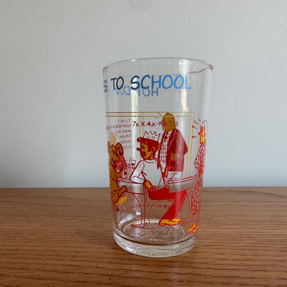 Vintage 1971‎ Archie Comics Hot Dog Goes To School Glass Tumbler Retro